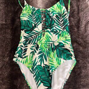 Xhilaration Palm Leaf One-Piece Swimsuit